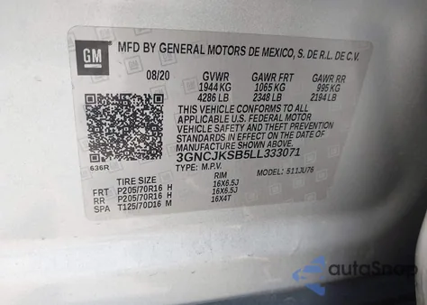 2020 Chevrolet Trax Fwd Ls from USA, damaged, VIN 3GNCJKSB5LL333071